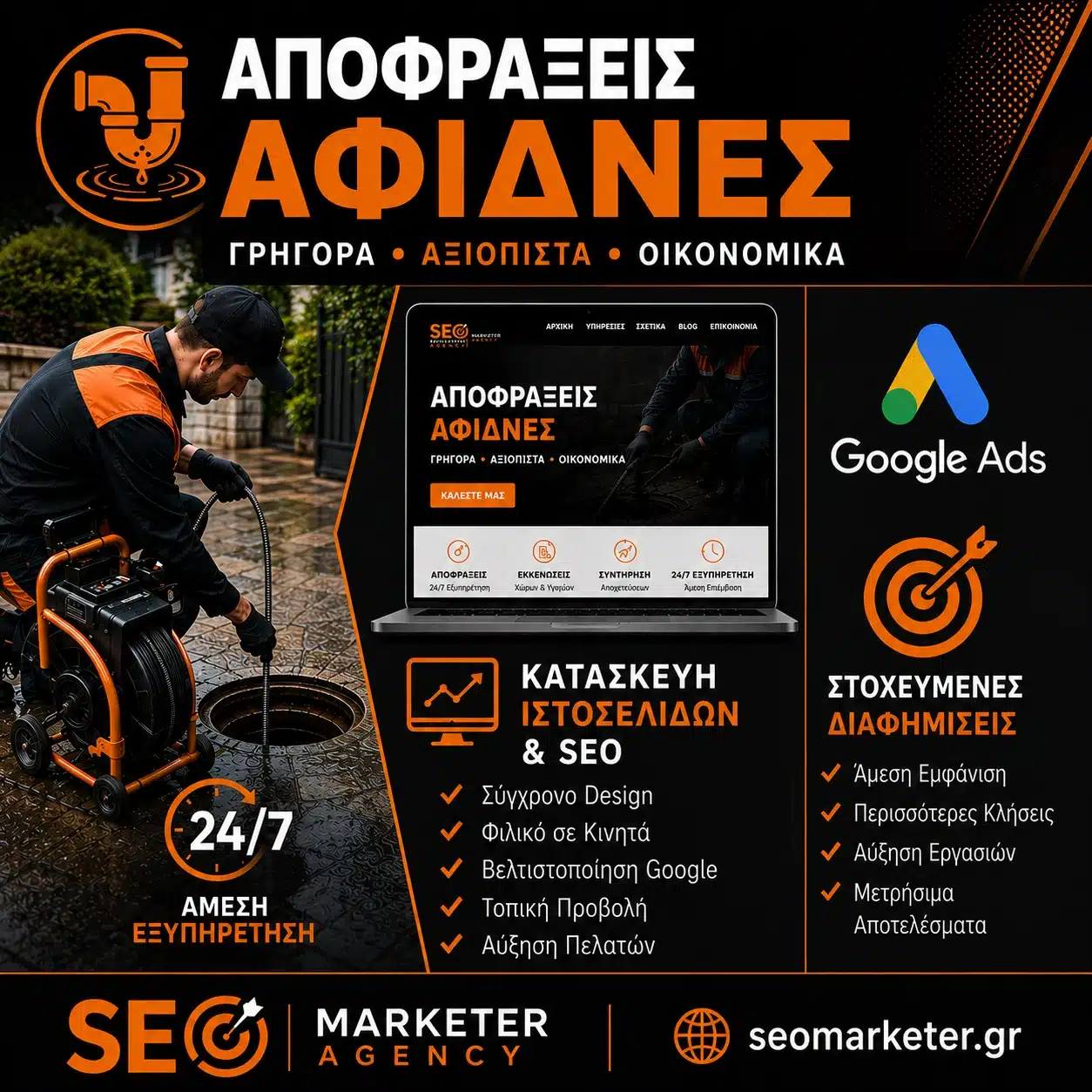 Αποφράξεις Αφίνδες – Κατασκευή Ιστοσελίδων & SEO – Google Ads