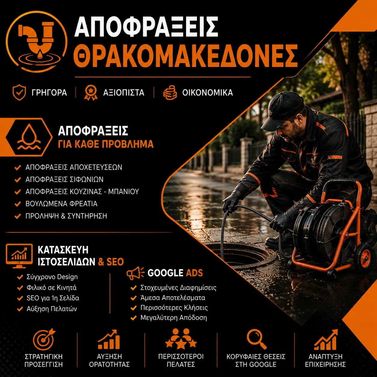 Αποφράξεις Θρακομακεδόνες - Κατασκευή Ιστοσελίδων & SEO - Google Ads